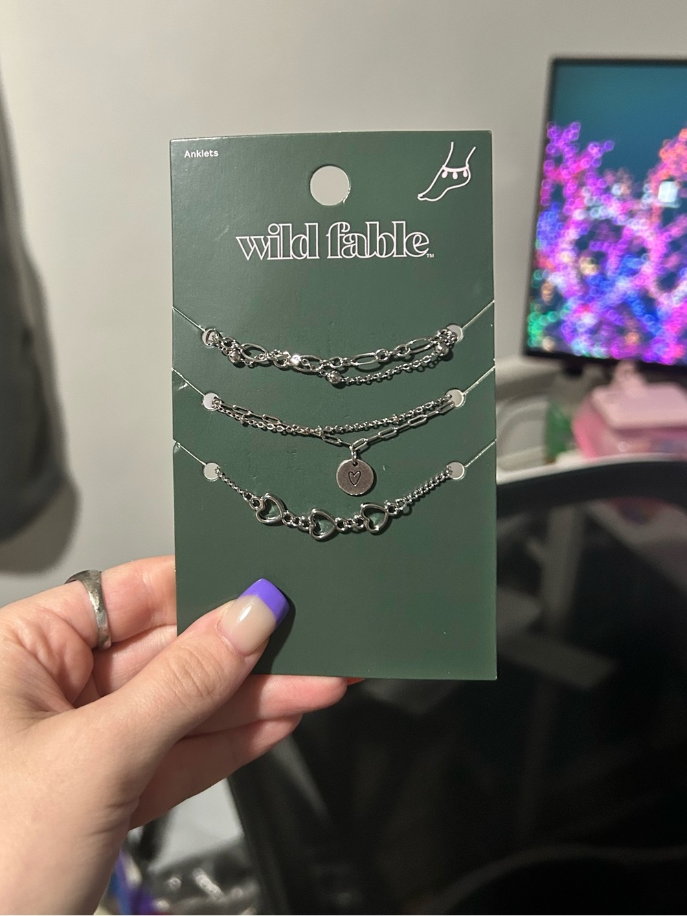 wild fable Silver Layered Anklets Set - Silver